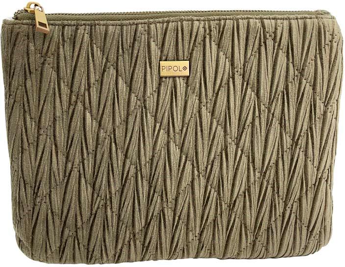 Pipol Flat Makeup Pouch Quilted Taupe