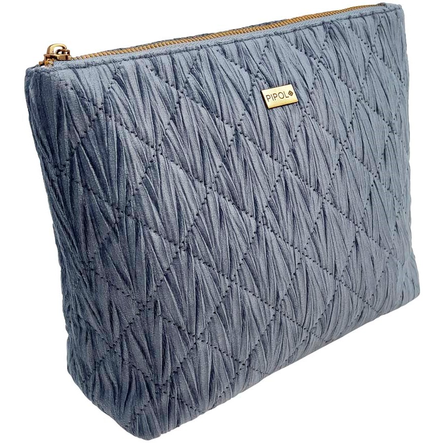 PIPOLS BAZAAR Triangle Cosmetic Bag Quilted Blue Dusk