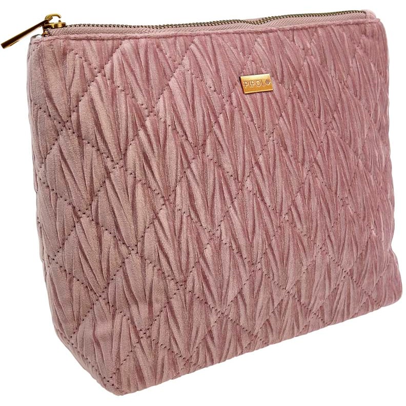 PIPOLS BAZAAR Triangle Cosmetic Bag Quilted Pale Pink