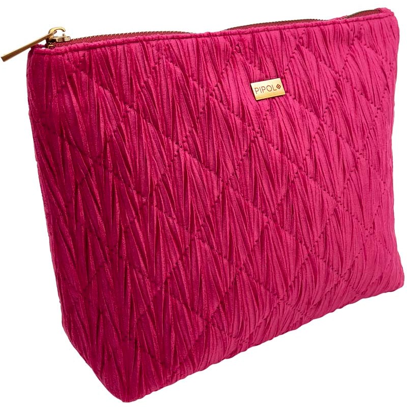PIPOLS BAZAAR Triangle Cosmetic Bag Quilted Raspberry Red