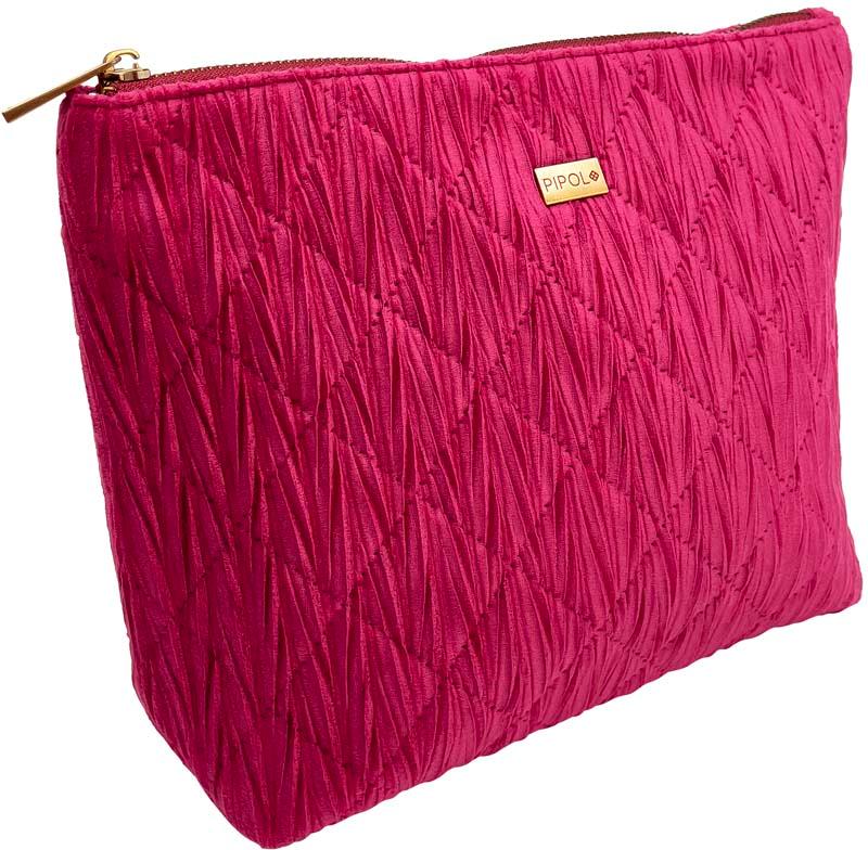 Pipol Triangle Cosmetic Bag Quilted Raspberry Red