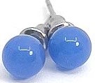 Blue earplugs with black stems, used for hearing protection or noise reduction.