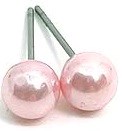 Two pink cherries with stems, shiny and round, against a white background.