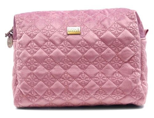 PIPOLS BAZAAR Velvet Logo Cosmetic Bag Pale Rose Medium