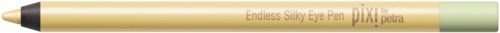 Ein Make-up-Stift mit hellgoldenem Körper, schwarzer Spitze und Pink by Petra-Branding.