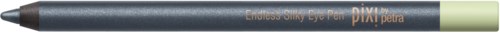 Ein Bleistift mit schwarzer Spitze, silbernem Körper sowie grünen und beigen Abschnitten, zum Schreiben oder Zeichnen.