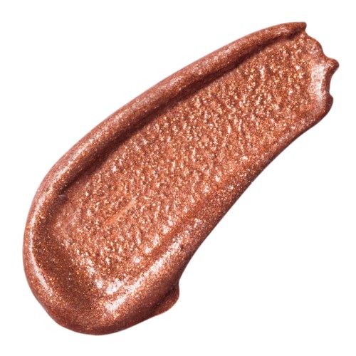 En skinnende, brun og teksturert kosmetikkprodukt med buet form.