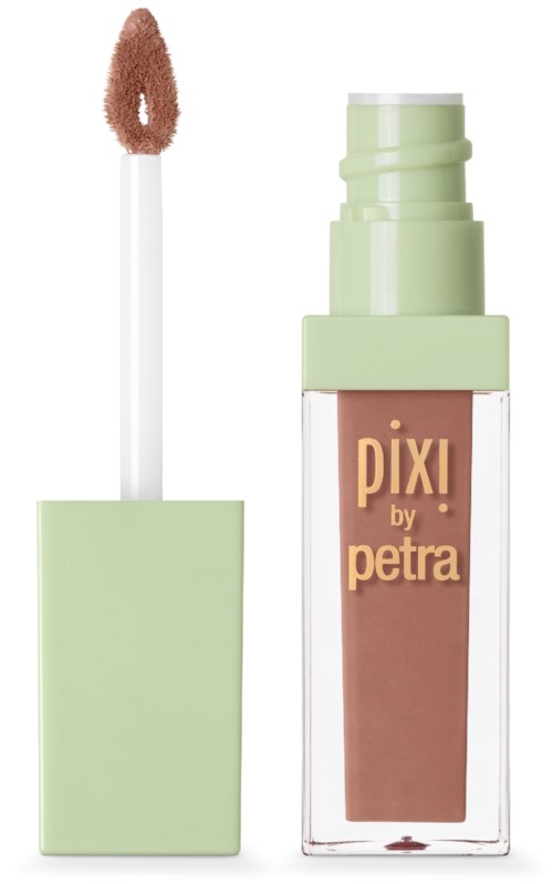 Nestemäinen peiteaine, jossa vihreä korkki ja applicaattori, merkittynä "pixi by petra."