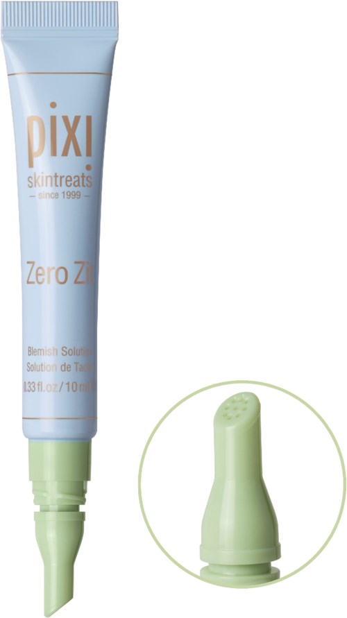 A tube of Pixi skincare product with a green applicator tip.
