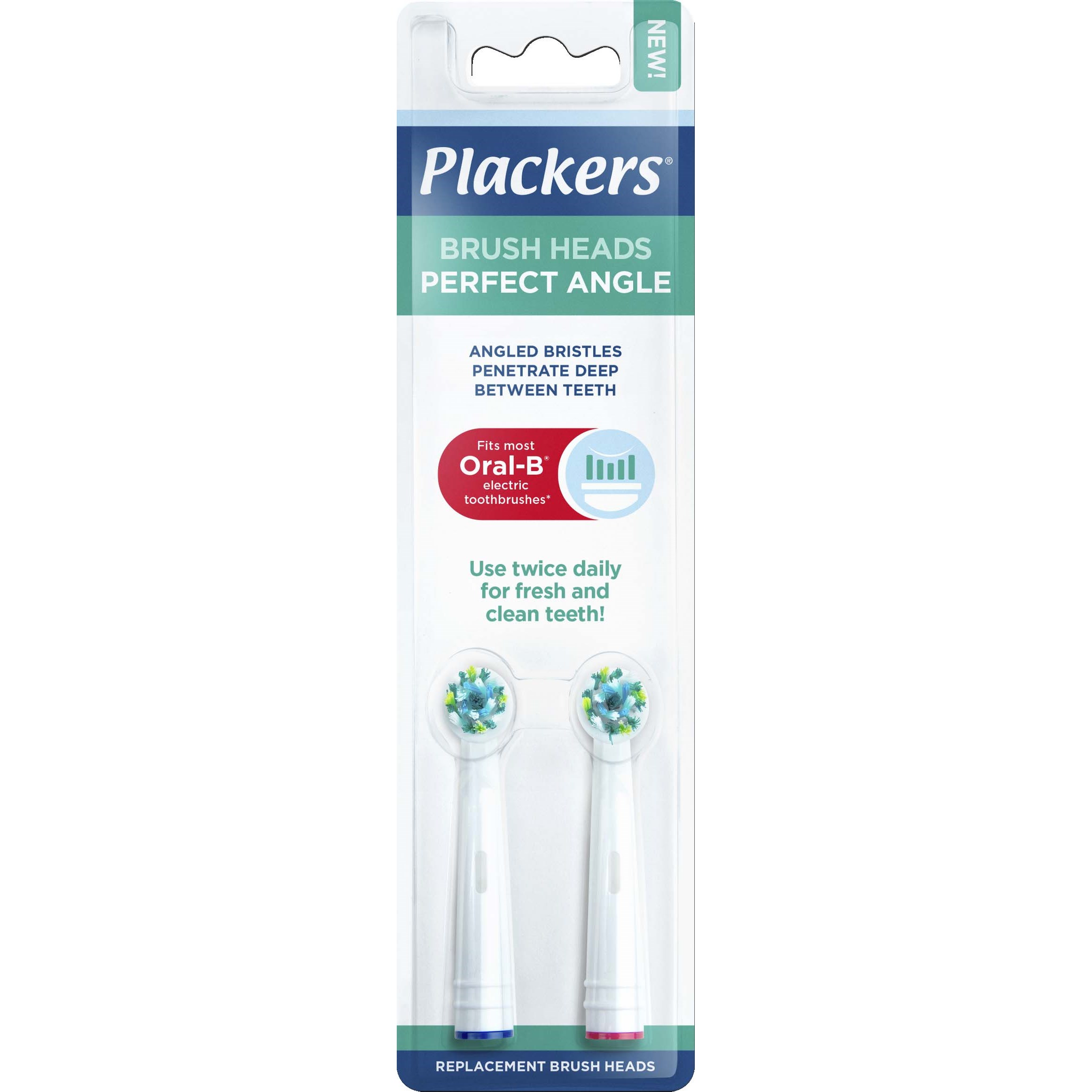 Produktfoto för Plackers Brush head refills Perfect Angle Tandborsthuvuden 2 st