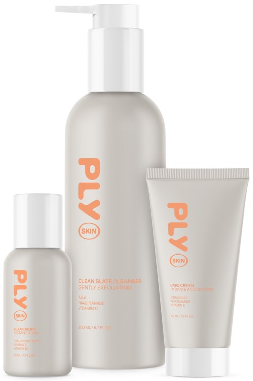 PLY Skin Skin Care Cream 50 ml & Skin Beam Drops 50 ml & Skin Clean Slate 200 ml