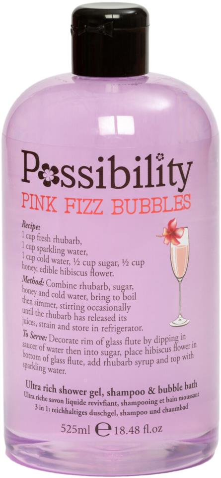 Possibility Shower 3 in 1 Pink Fizz Bubbles 525ml