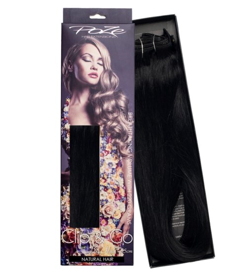 Poze Hairextensions Poze Clip&Go Løshår Miss Volume 55cm 7stk 1N Midnight Black