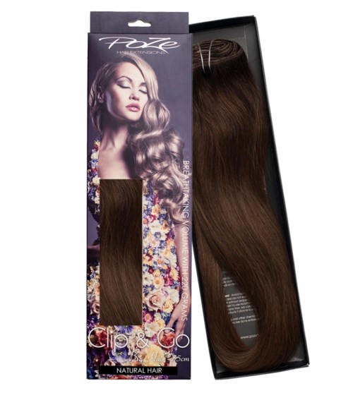 Poze Hairextensions Poze Clip & Go Löshår Miss Volume 55cm 7st 4B Chocolate Brown