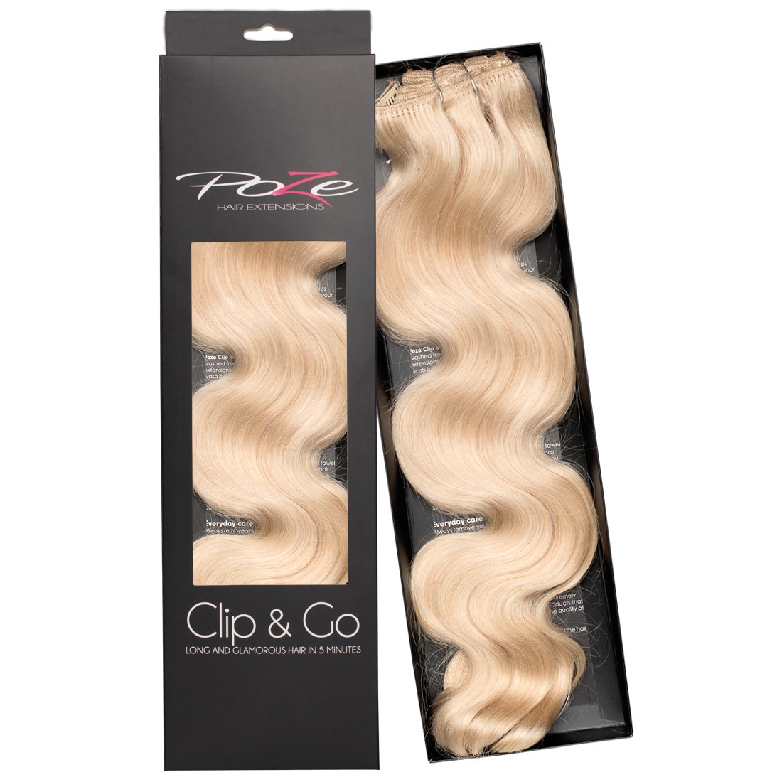 Läs mer om Poze Hairextensions Poze Clip & Go Standard Wavy 55cm 12NA Platinum