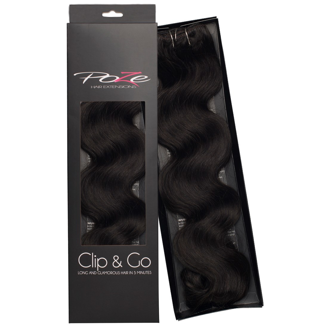 Läs mer om Poze Hairextensions Poze Clip & Go Standard Wavy 55cm 1B Midnight Brow