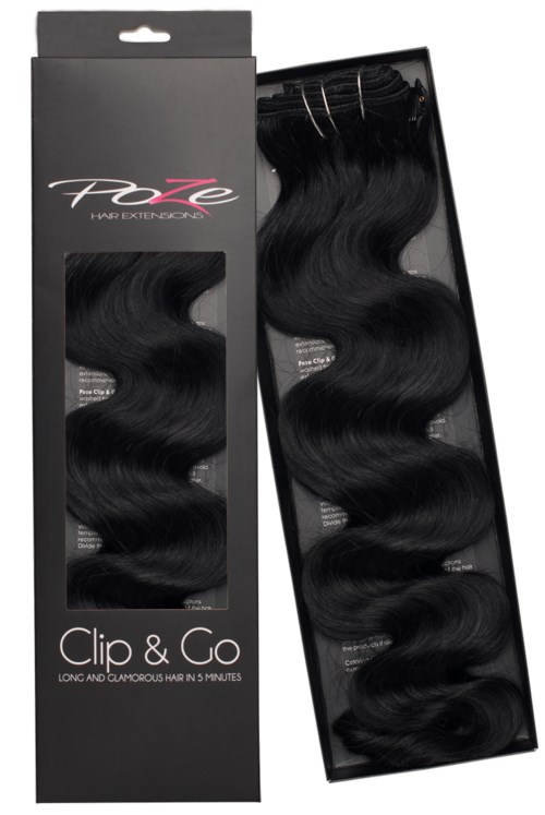 Poze Hairextensions Poze Clip & Go Standard Wavy 55cm 1N Midnight Black