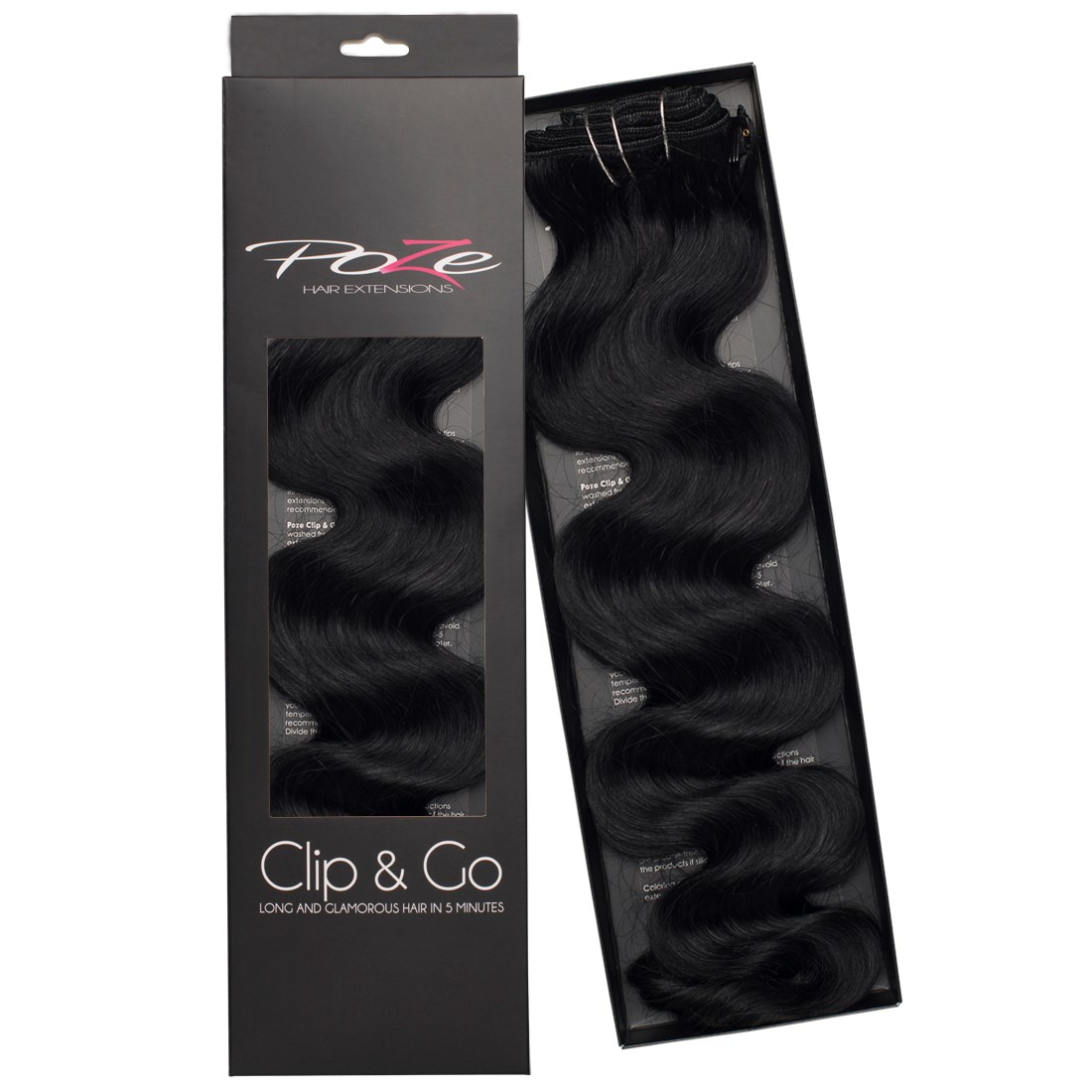 Läs mer om Poze Hairextensions Poze Clip & Go Standard Wavy 55cm 1N Midnight Blac
