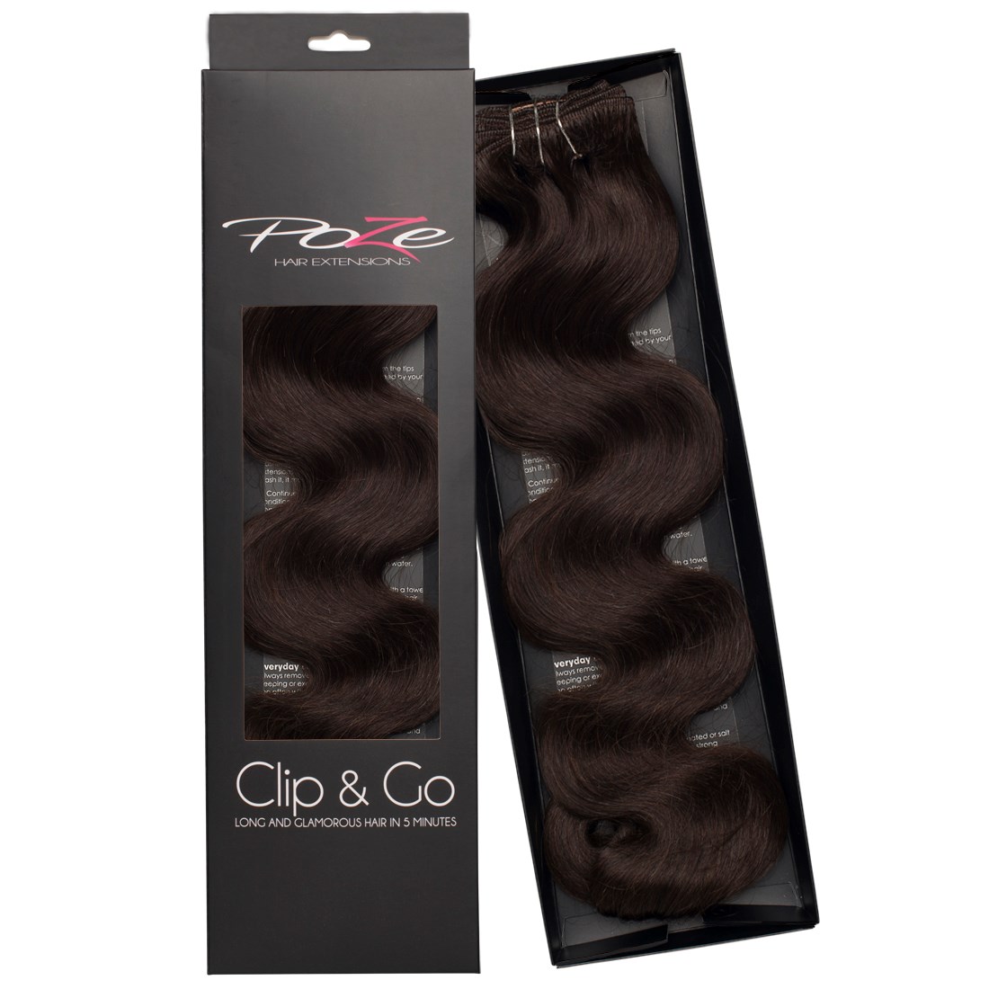 Läs mer om Poze Hairextensions Poze Clip & Go Standard Wavy 55cm 2B Dark Espresso