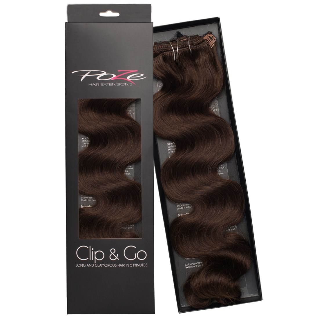 Poze Hairextensions Poze Clip & Go Standard Wavy 55cm 4B Chocolate Bro