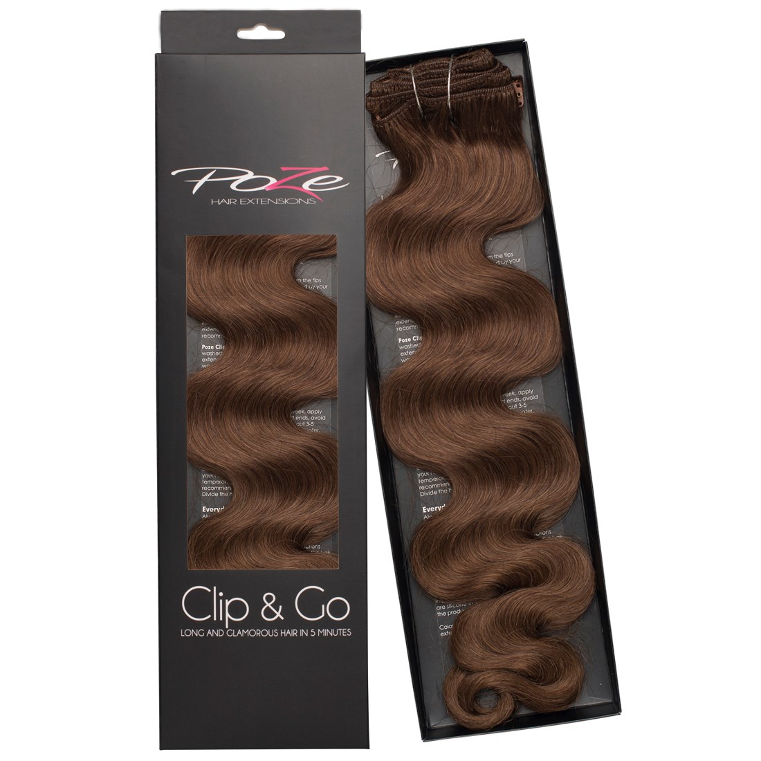 Poze Hairextensions Poze Clip & Go Standard Wavy 55cm 6B Lovely Brown