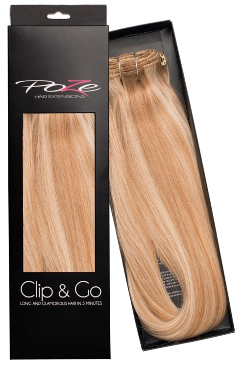Poze Hairextensions Poze Clip&Go Löshår Äkta 12N/9N Honey Blond Mix 7 delar/set 50cm