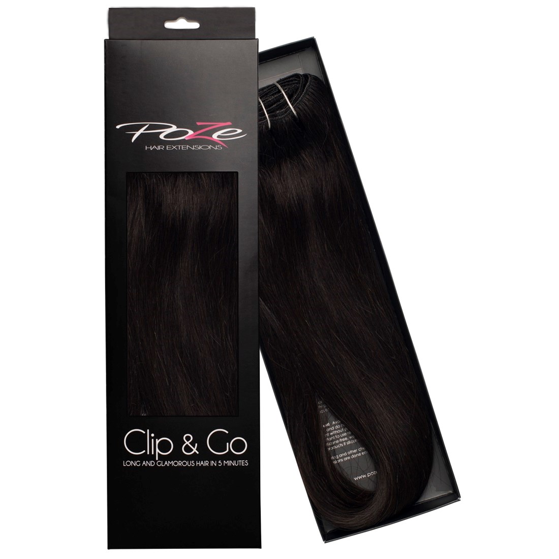 Bilde av Poze Hairextensions Clip & Go Standard Real Hair Extensions 60 Cm 1b M