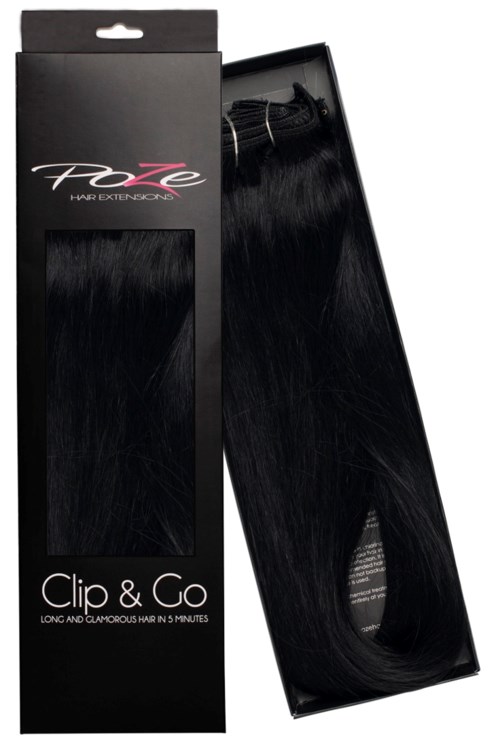 Poze Hairextensions Clip & Go Standard Real Hair Extensions 60 cm 1N Midnight Black