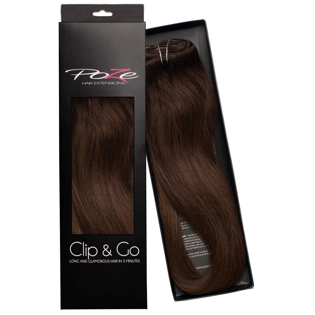 Bilde av Poze Hairextensions Poze Clip&go Løshår Ekte 4b Chocolate Br Own7 Dele