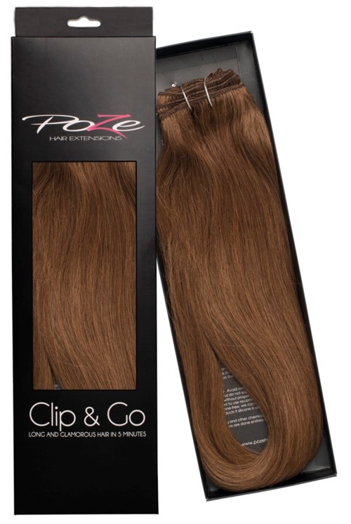 Poze Hairextensions Poze Clip&Go Aidot hiustenpidennykset 7BN Mocca Brown 7 osaa/setti 50cm