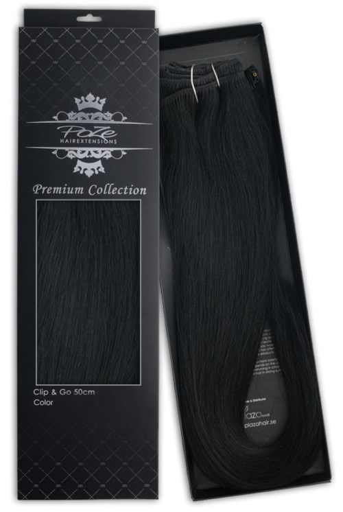 Poze Hairextensions Poze Clip&Go Löshår Äkta Premium 1N Midnight Black 50cm