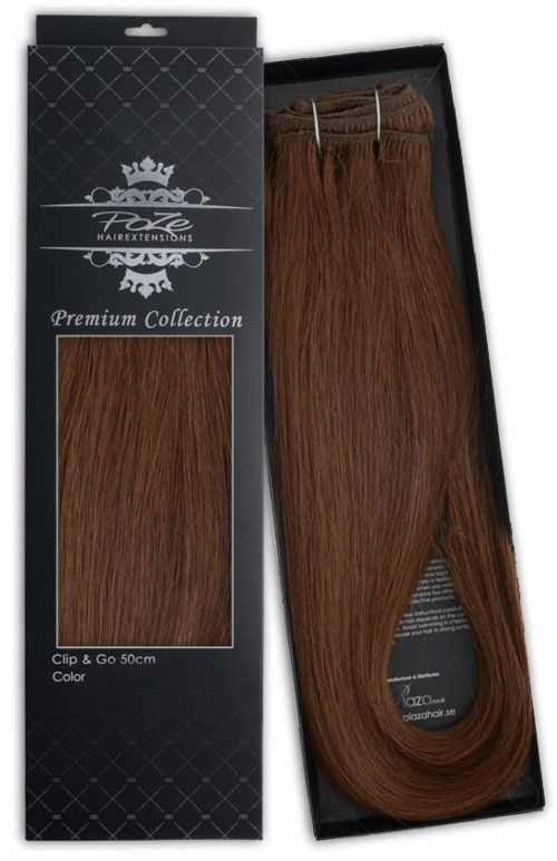 Poze Hairextensions Poze Clip&Go Löshår Äkta Premium 4B Chocolate Brown 50cm