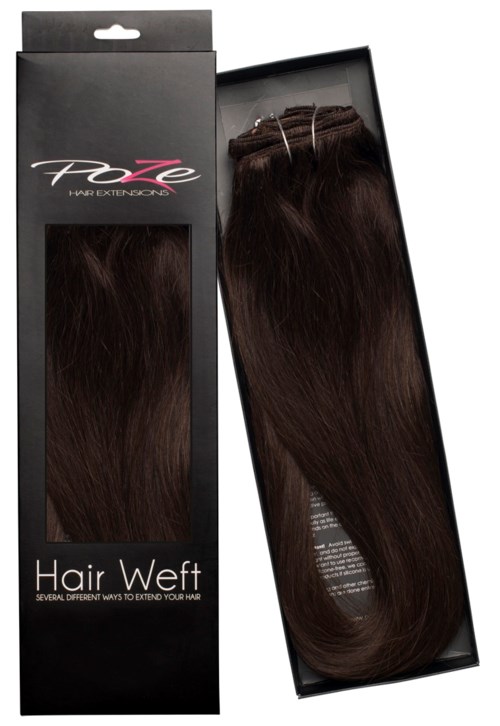 Poze Hairextensions Poze Hårträns Äkta 2B Dark Espresso Brown 60cm 2B Dark Espresso Brown 60cm