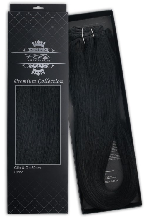 Poze Hairextensions Poze Hårträns Premium 1N Midnight Black 50cm