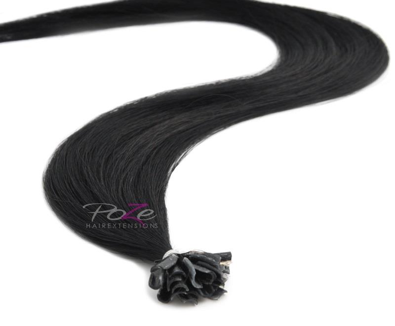 Poze Hairextensions Poze Keratin Premium Extensions 1N Midnight Black 20 Slingor 60cm