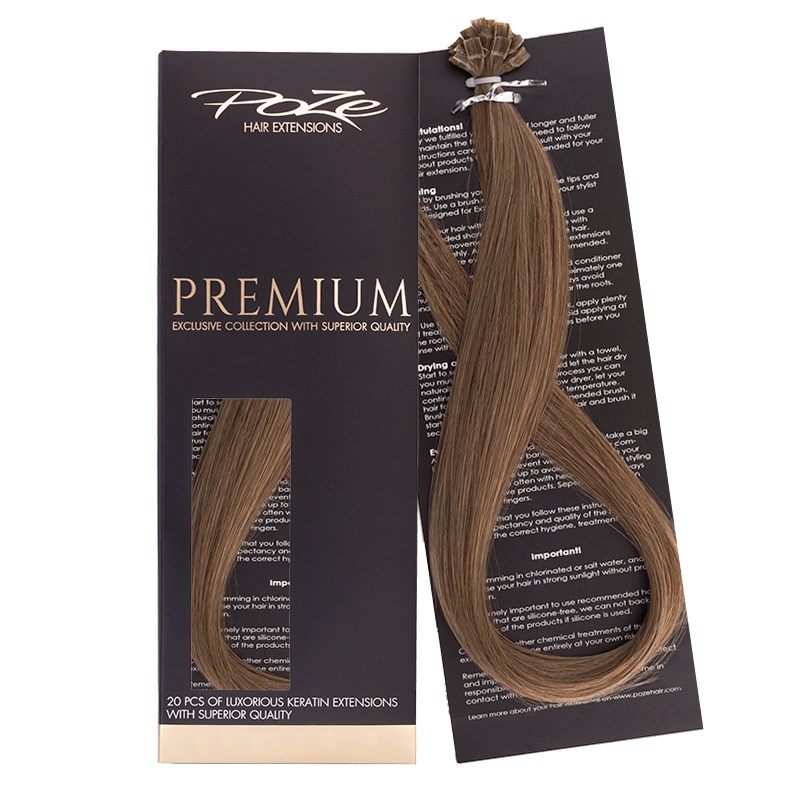 Poze Hairextensions Poze Keratin Premium Extensions 8A Light Ash Brown