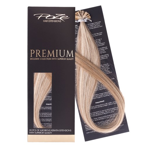 A box of blonde hair extensions labeled 'Fate Hair Extensions Premium' with 20 pieces inside.