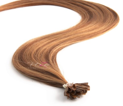 Poze Hairextensions Poze Keratin Premium Extensions P6N/9G Mocca Caramel 20 Slingor 50cm