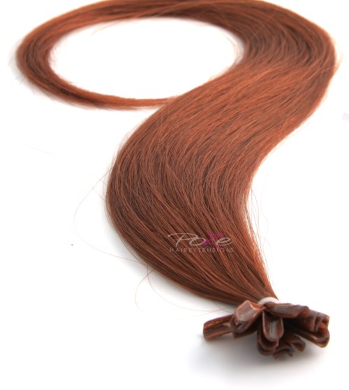 Poze Hairextensions Poze Keratin Standar d 50 cm 20 fester 7BK Light Copper Bro