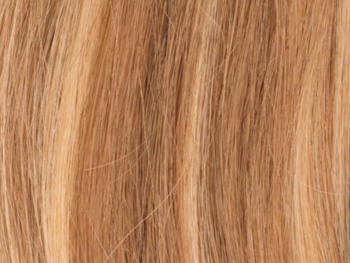 nærbillede af glat, lige, blondt hår med naturlig glans og tekstur.