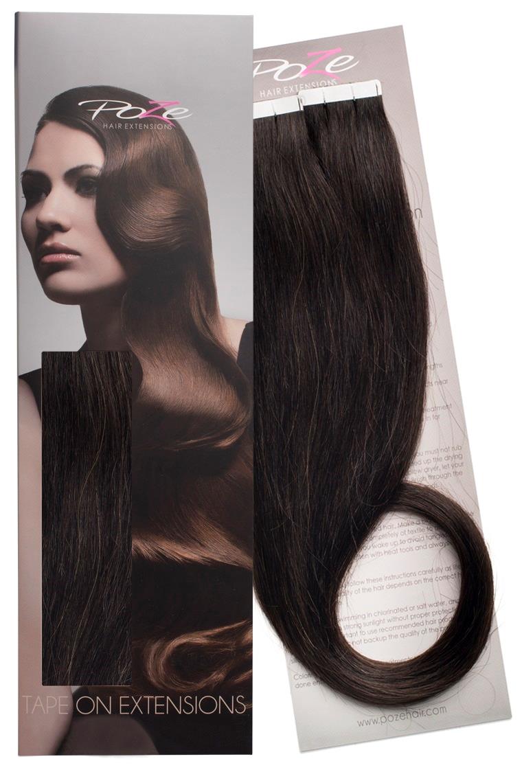 Poze Hairextensions Poze Tape On Extensions 1B Midnight Brown 4 cm/bit 60 cm