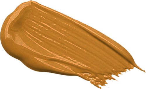 A thick, light brown makeup or paint stroke on a white background.