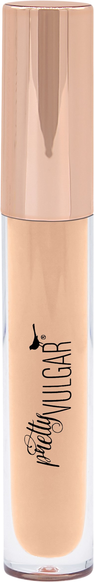 En beigefärgad flytande concealer i ett transparent rör med ett roséguldlock. Varumärkesnamnet står på röret.