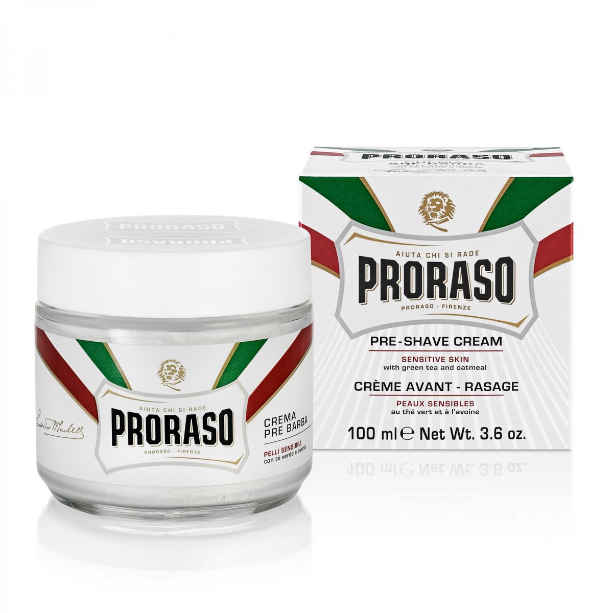 Läs mer om Proraso Sensitive Green Tea pre-shave cream 100 ml