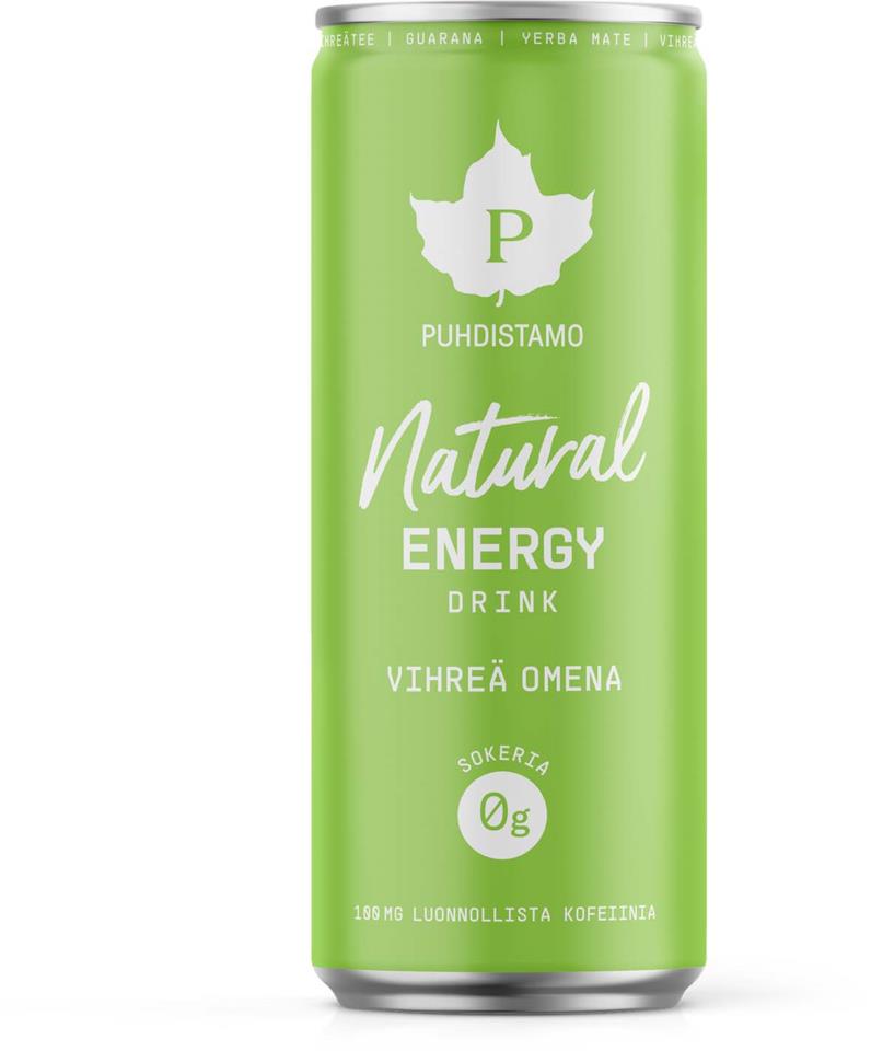 Puhdistamo Natural energy drink - Vihreä omena 330 ml