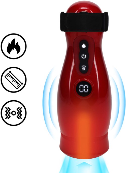 Pumped by Shots Virtuo Suction and Vibration Masturbator Pump with Phone Attachment  Metallic Red