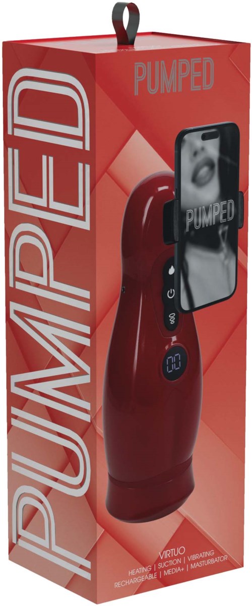På förpackningen syns en röd vibrator med en liten skärm, används för vuxenleksaker.