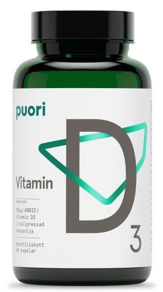 Puori D3 Vitamin D 400IE (10µg), 60 kapslar