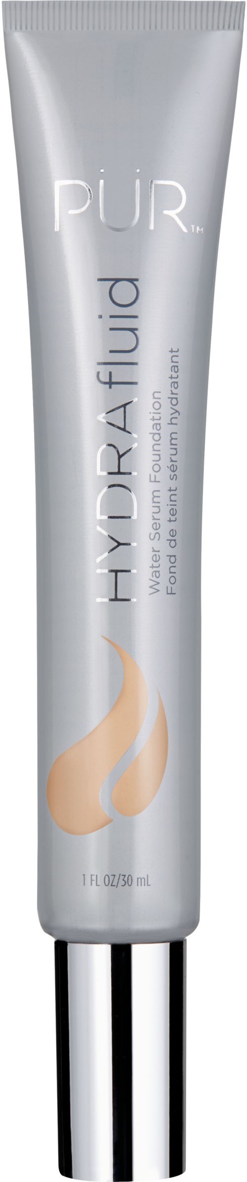 En vit tub med silverlock, märkt "PASTEL HYDRAFLUID" och en gnistrande gyllene design.