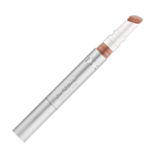 A white pen-like object with a beige tip, labeled "Lip Pure" and "Moisturizing Lip Balm."